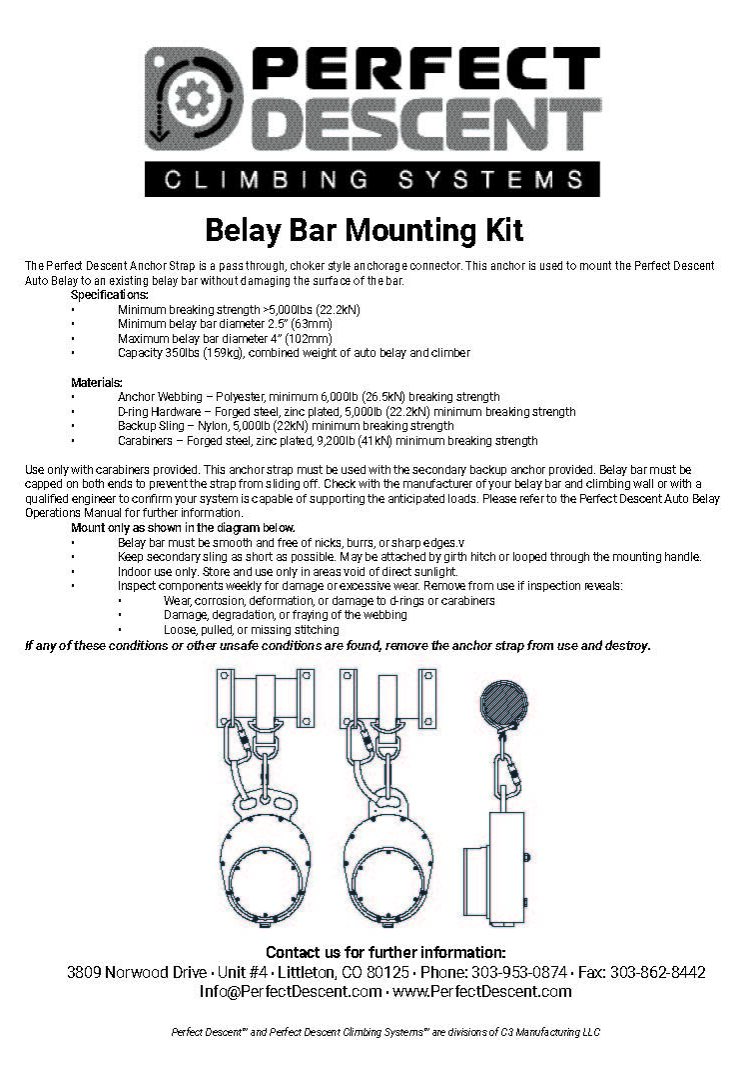 EN Perfect Descent Belay Bar Mounting Kit Rev 04-2019 Cover